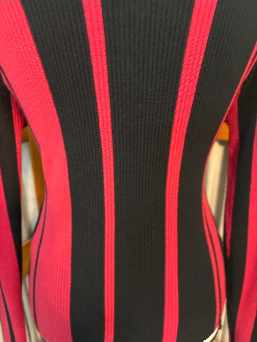 Black & Red Vertical Stripe Ribbed Sweater - Picture 8 of 10